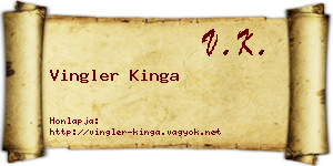 Vingler Kinga névjegykártya